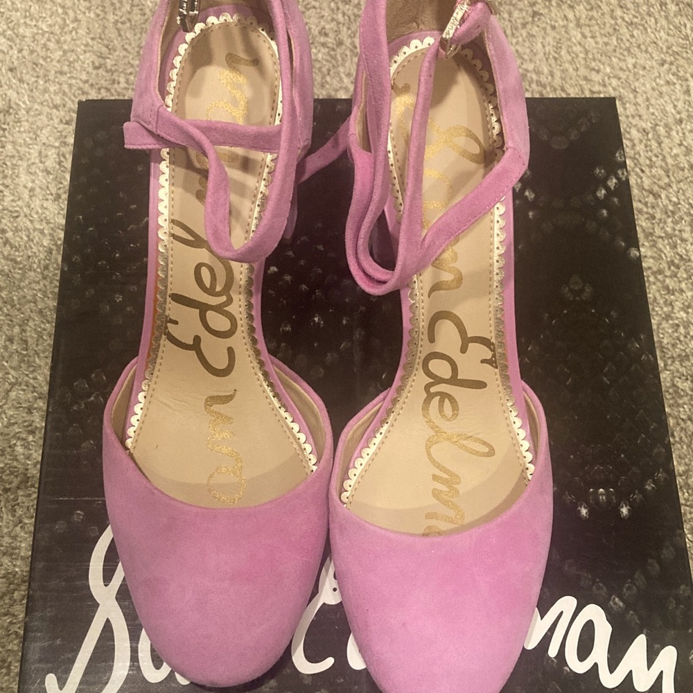Sam Edelman Woman Simmons Fuji Pink Suede Leather Strap Sandals EUC